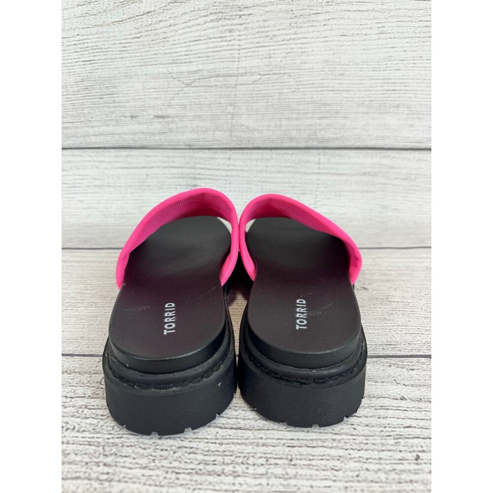 Torrid Women's Black & Pink Chunky Flatform Slip On Sandals Size 11 Wide - Picture 4 of 7